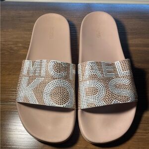 Michael Kors Blush and Gold Slide Sandals